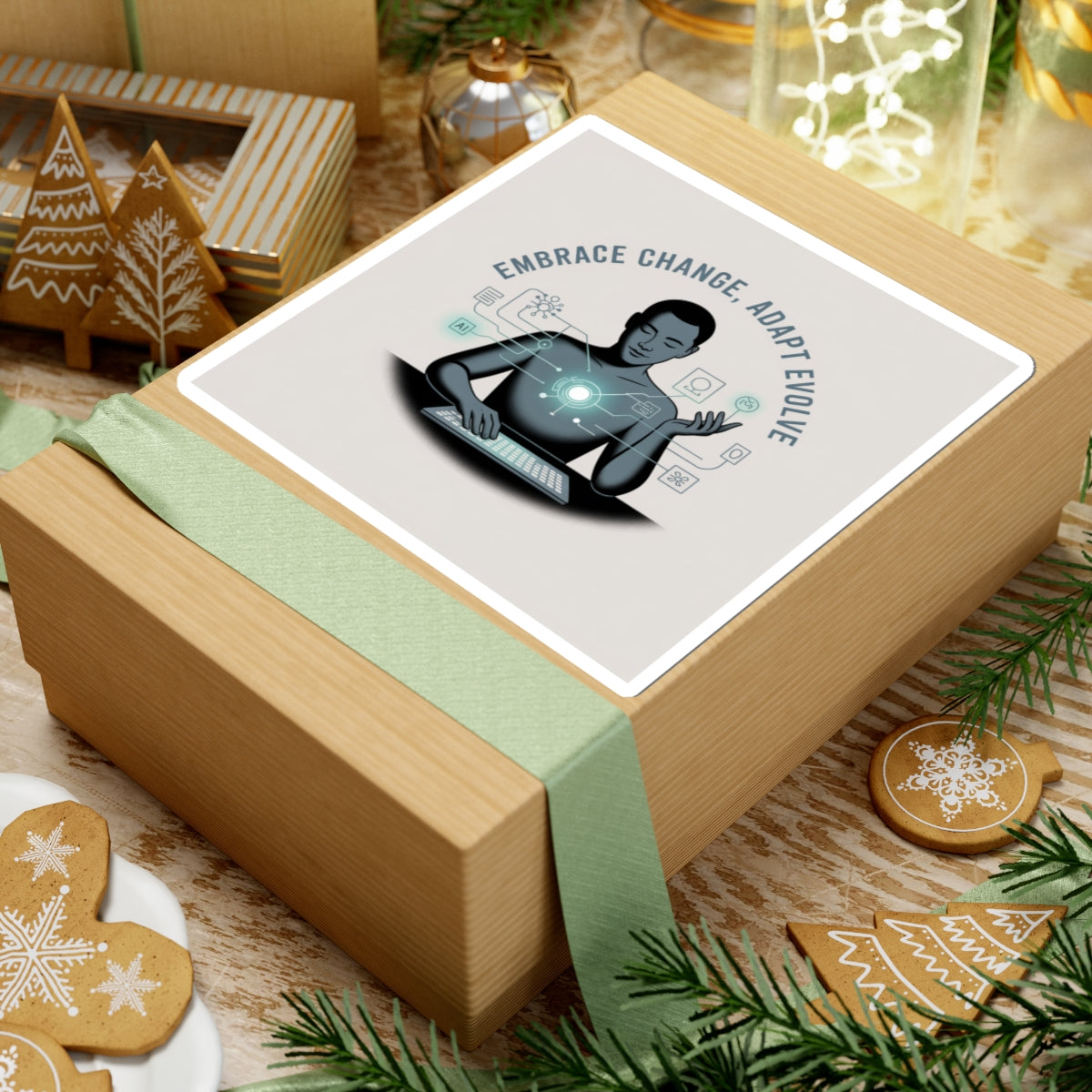 Embrace Change, Adapt Evolve Sticker — Tech Mindset Laptop Kiss-Cut Sticker