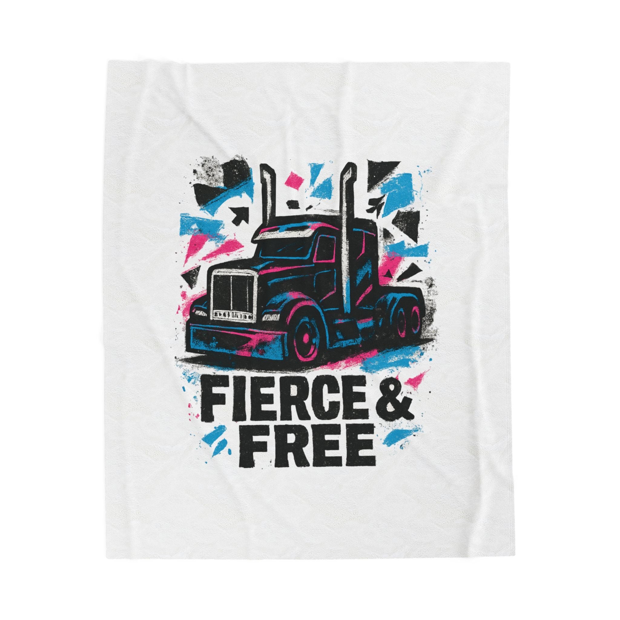 Velveteen Plush Blanket — Fierce & Free Semi Truck Graphic Throw