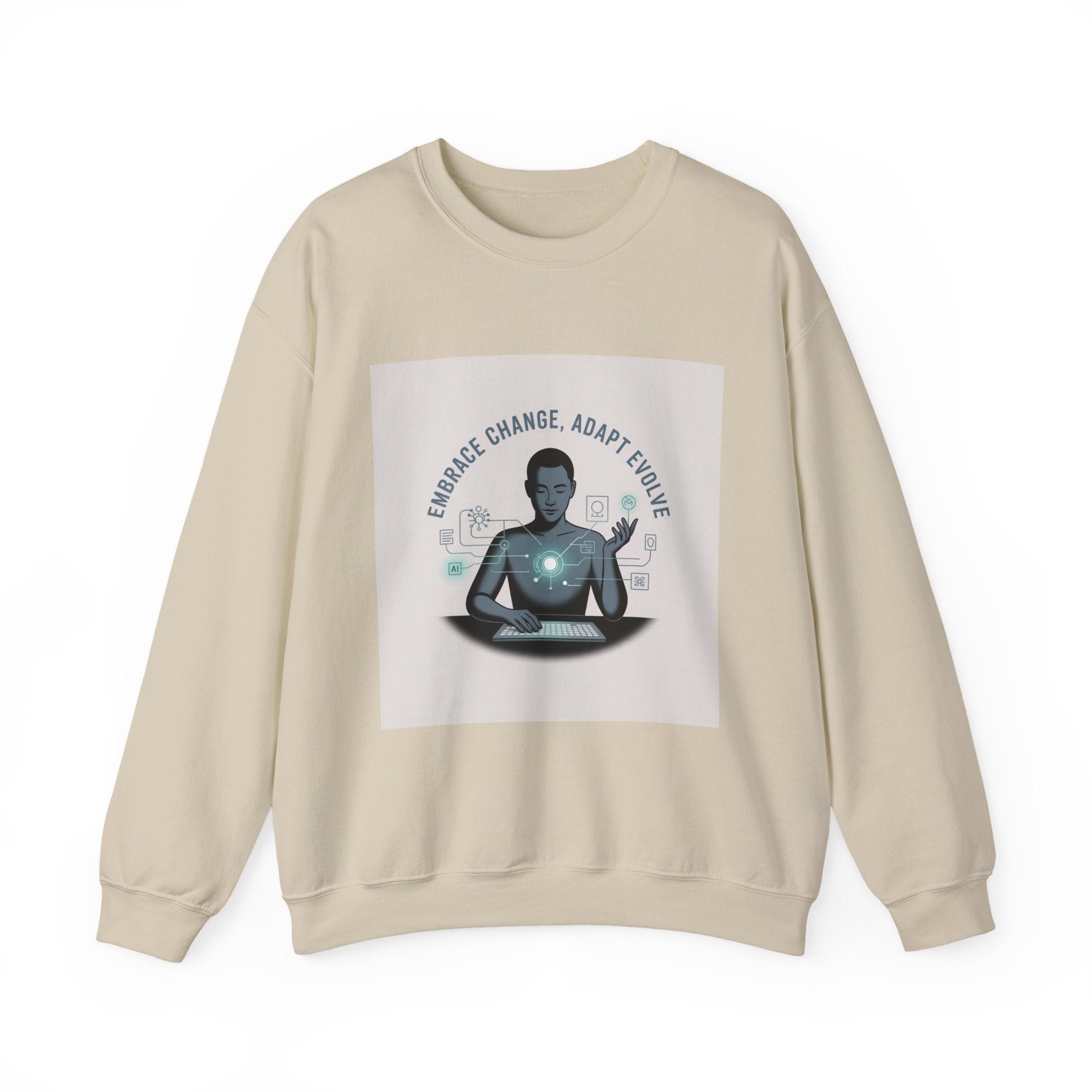 Crewneck Sweatshirt — "Embrace Change, Adapt, Evolve" Meditation Graphic