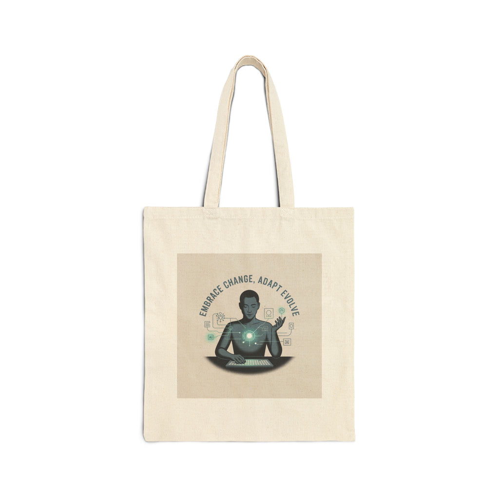 Inspirational Yoga Tote Bag – “Embrace Change, Adapt & Evolve” Cotton Canvas Shopper