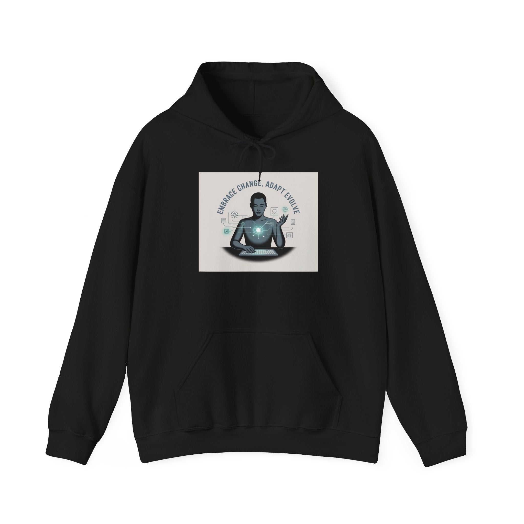 Meditating Alien Hoodie — "Be Cosmic. Careful. Adapt." Spiritual Sci‑Fi Sweatshirt