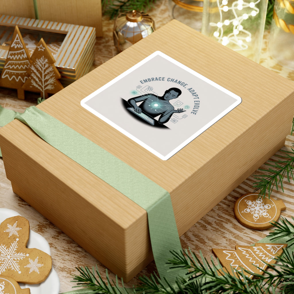 Embrace Change, Adapt Evolve Sticker — Tech Mindset Laptop Kiss-Cut Sticker