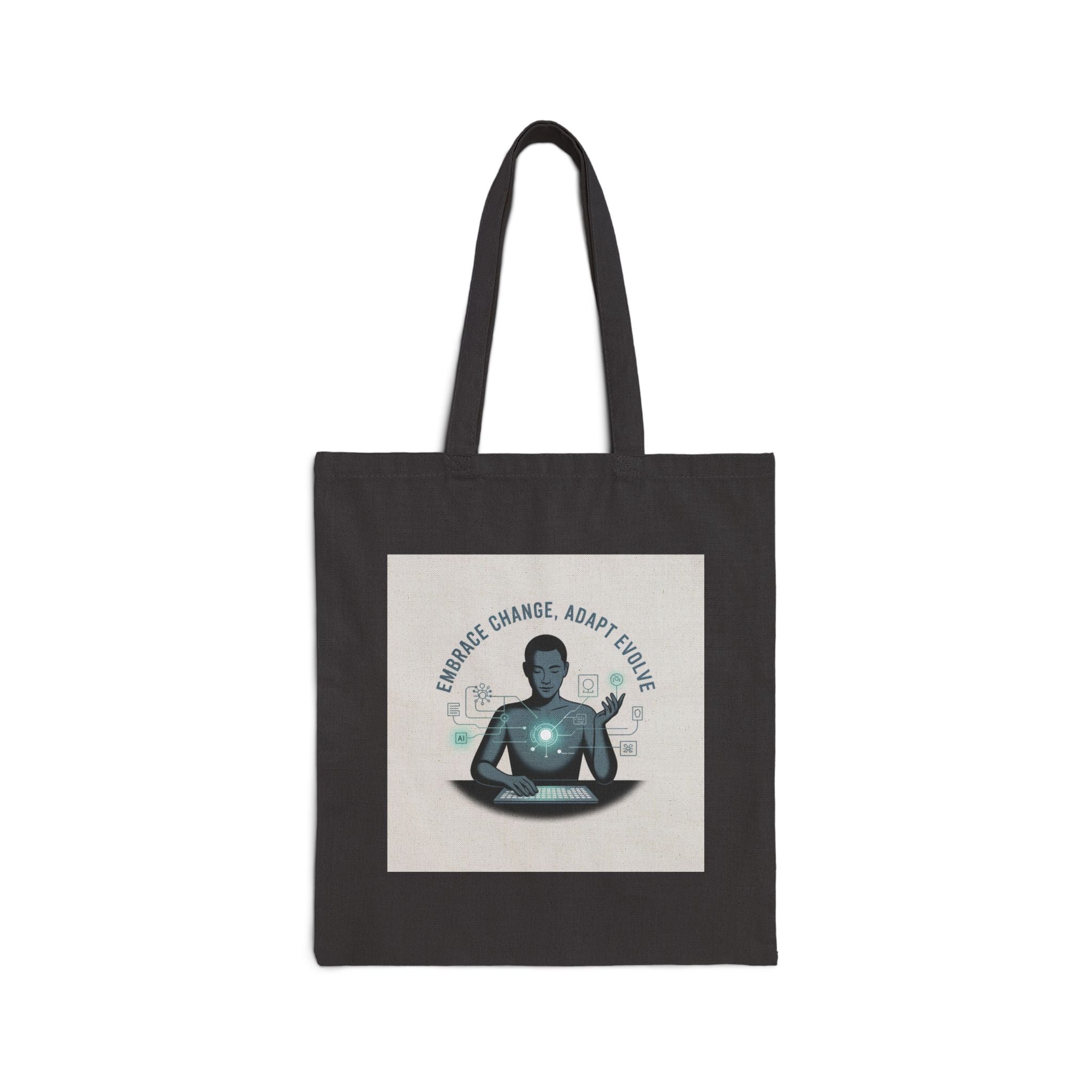 Inspirational Yoga Tote Bag – “Embrace Change, Adapt & Evolve” Cotton Canvas Shopper