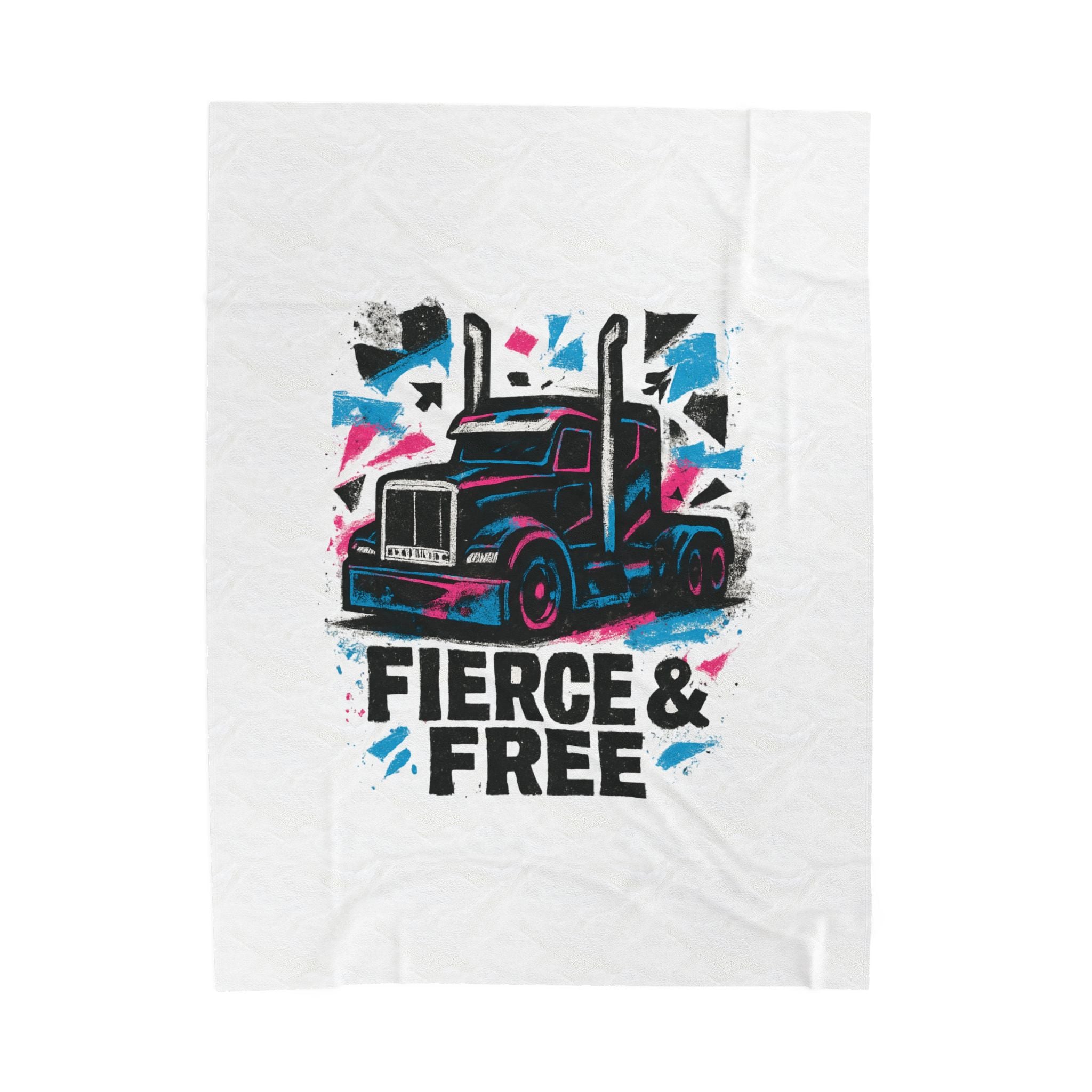 Velveteen Plush Blanket — Fierce & Free Semi Truck Graphic Throw