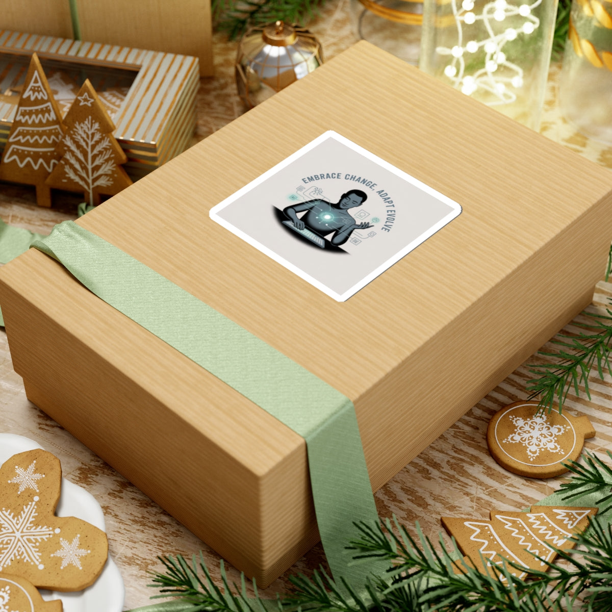 Embrace Change, Adapt Evolve Sticker — Tech Mindset Laptop Kiss-Cut Sticker