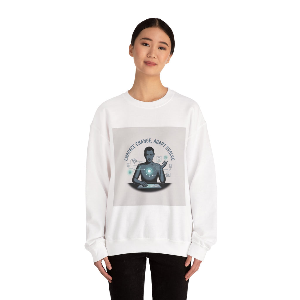 Crewneck Sweatshirt — "Embrace Change, Adapt, Evolve" Meditation Graphic