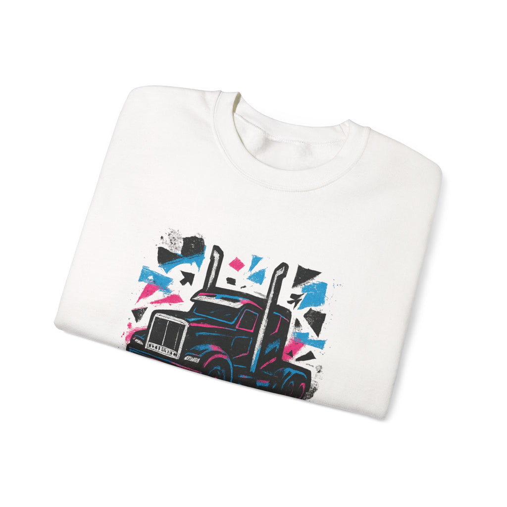 Truck Graphic Sweatshirt — "Fierce & Free" Retro Semi Truck Crewneck