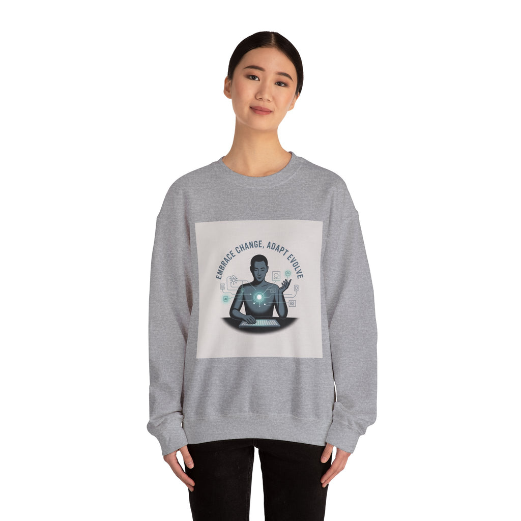 Crewneck Sweatshirt — "Embrace Change, Adapt, Evolve" Meditation Graphic