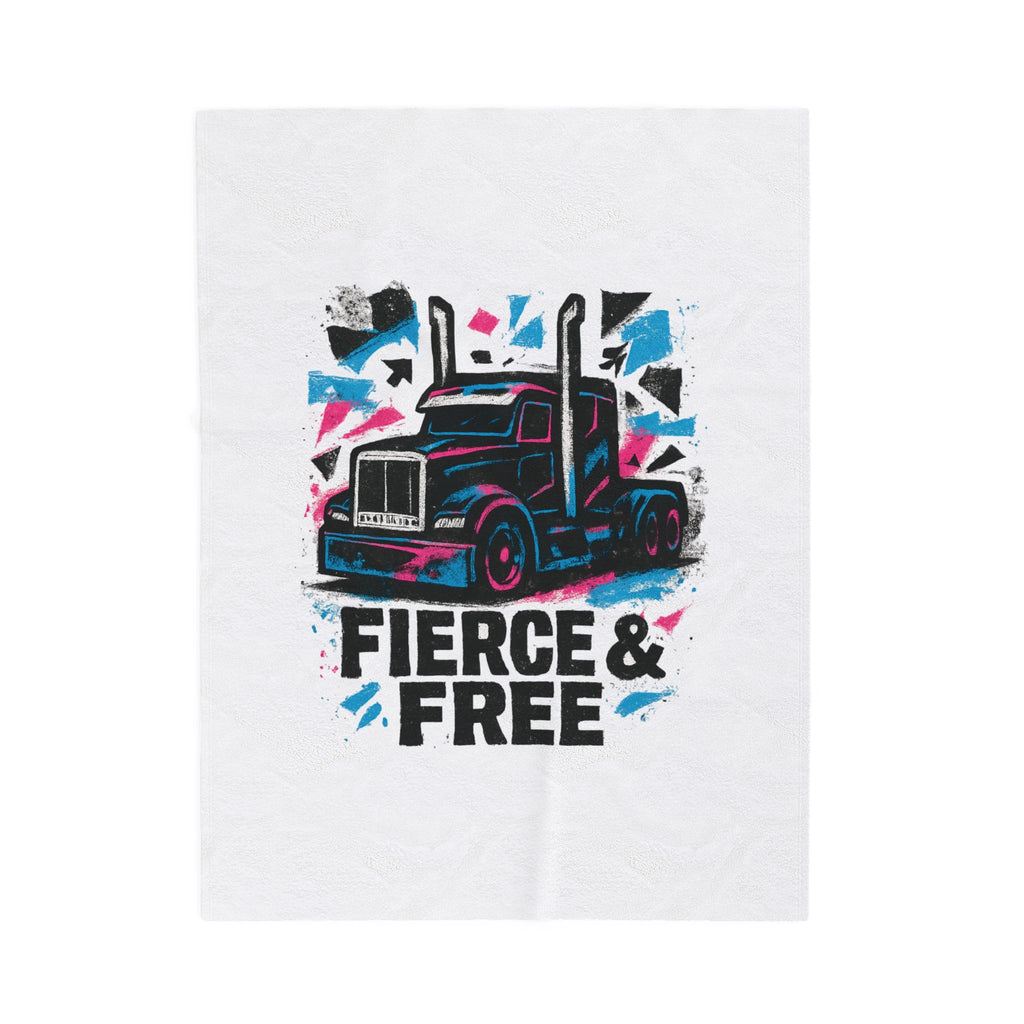 Velveteen Plush Blanket — Fierce & Free Semi Truck Graphic Throw