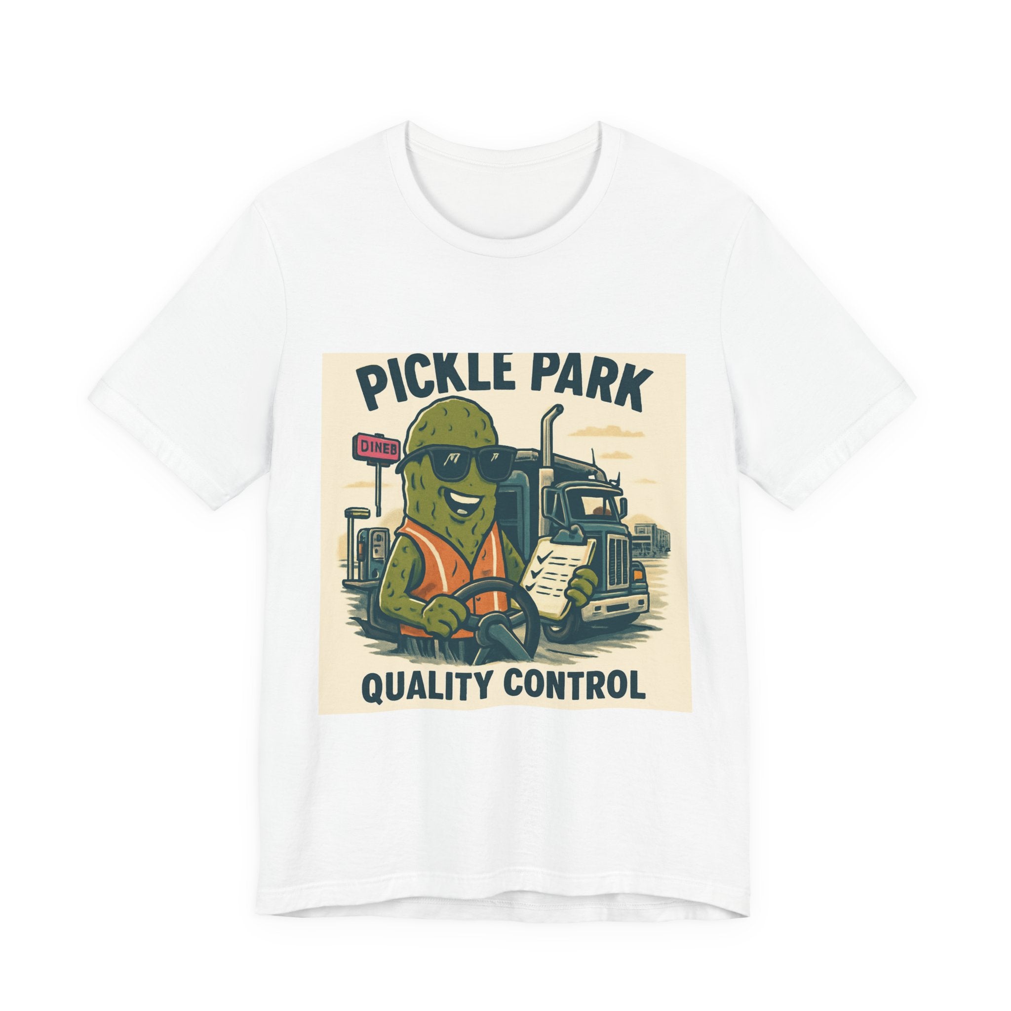 Pickle Park "Quality Control" Tee — Funny Pickle Trucker Graphic Shirt
