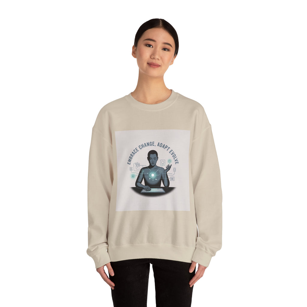Crewneck Sweatshirt — "Embrace Change, Adapt, Evolve" Meditation Graphic