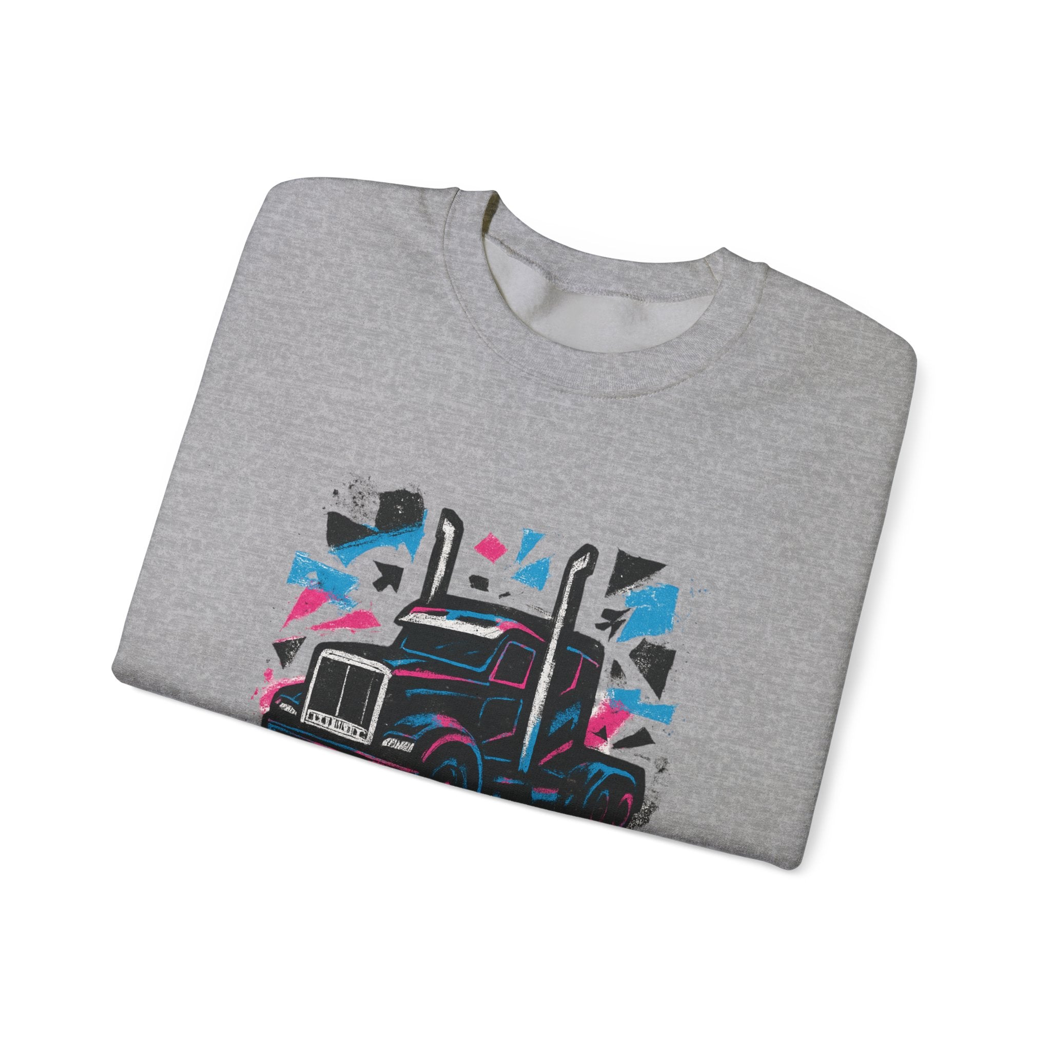Truck Graphic Sweatshirt — "Fierce & Free" Retro Semi Truck Crewneck